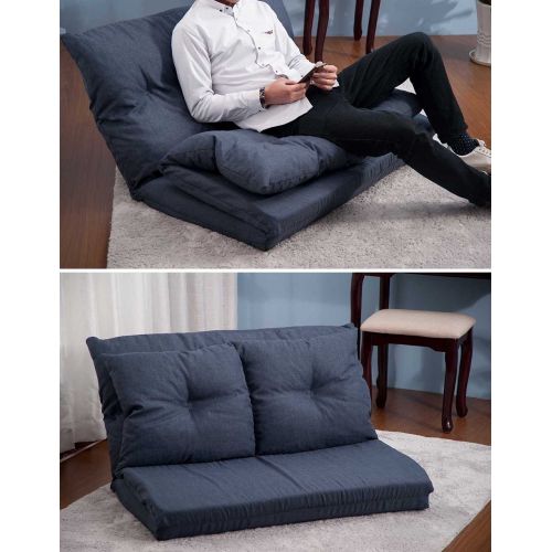  Merax. Adjustable Fabric Folding Chaise Lounge Sofa Chair Floor Couch (Navy 1)