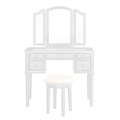  Merax. Ella Vanity Set w/Stool Tri-Folding Mirrors -Modern Makeup Vanity Table Set with 5 Drawers - Bedroom Vanity Dressing Desk(White)