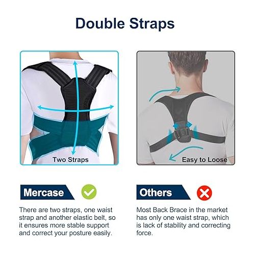  Mercase Posture Corrector for Men and Women, Posture Brace for Back,Shoulders,Hunchback Scoliosis Correction, Adjustable and Comfortable, Large(32-39 inches)