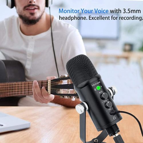  Mercase USB Condenser Microphone Compatible with PC/MAC/Ps4/iPhone/iPad/Android,Computer Mic with Noise Cancelling & Reverb, Studio Microphone for Voice and Music Recording,Podcast