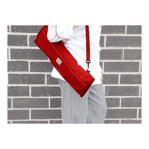  Mercer Culinary 7-Pocket Knife Roll Storage Bag, Red