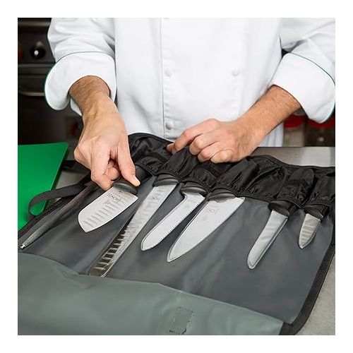  Mercer Culinary Millennia 8-Piece Knife Roll Set, Black Handles