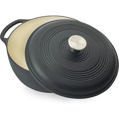  Mercer Culinary Enameled Cast Iron Round Dutch Oven, 6 qt., Matte Black