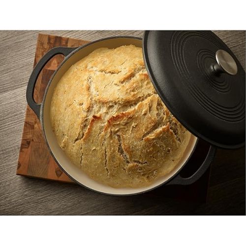  Mercer Culinary Enameled Cast Iron Round Dutch Oven, 6 qt., Matte Black