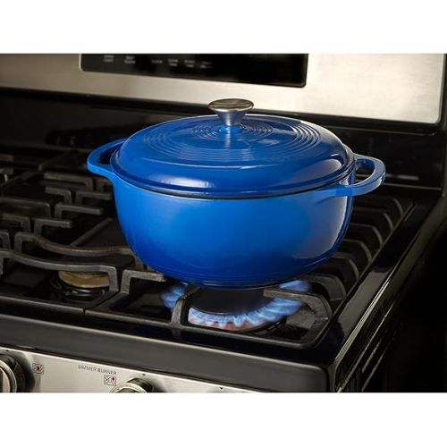  Mercer Culinary Enameled Cast Iron Round Dutch Oven, 6 qt., Navy Blue