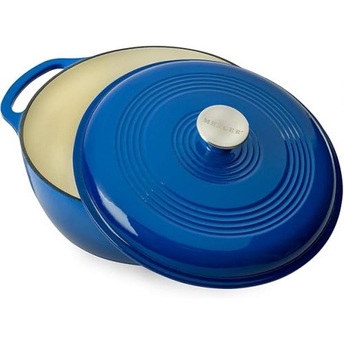  Mercer Culinary Enameled Cast Iron Round Dutch Oven, 6 qt., Navy Blue