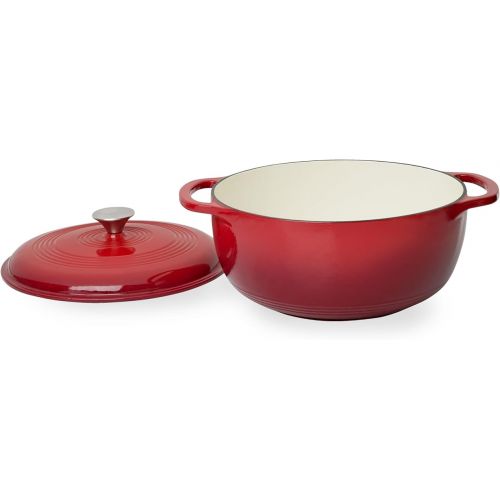  Mercer Culinary Enameled Cast Iron Round Dutch Oven, 6 qt., Red