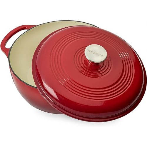 Mercer Culinary Enameled Cast Iron Round Dutch Oven, 6 qt., Red