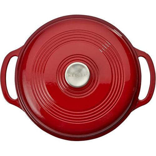  Mercer Culinary Enameled Cast Iron Round Dutch Oven, 6 qt., Red