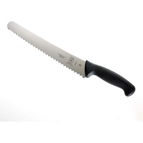  Mercer Culinary M23211 Millennia Black Handle, 10-Inch Left Handed Wavy Edge Wide, Bread Knife