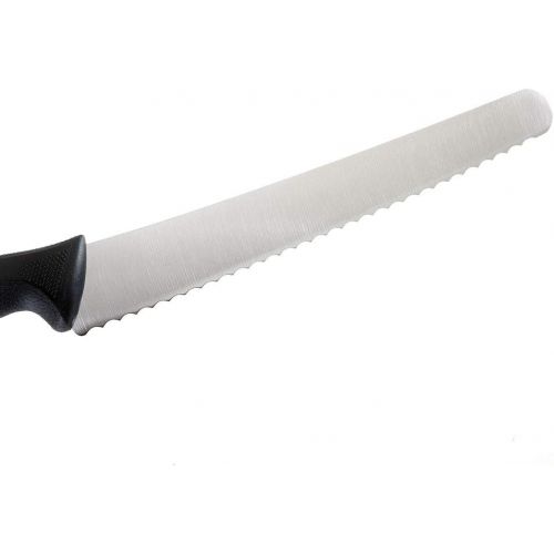  Mercer Culinary M23211 Millennia Black Handle, 10-Inch Left Handed Wavy Edge Wide, Bread Knife