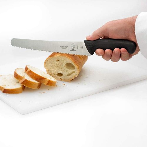  Mercer Culinary M23211 Millennia Black Handle, 10-Inch Left Handed Wavy Edge Wide, Bread Knife