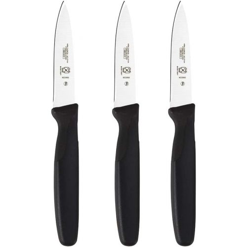  Mercer Culinary M23903 Millennia Black Handle, 3-Inch Slim Paring Knives (3-Pack), Paring Knife