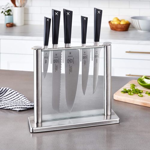  Mercer Culinary Zuem 6-Piece Forged Block Set, Beech Wood and Glass