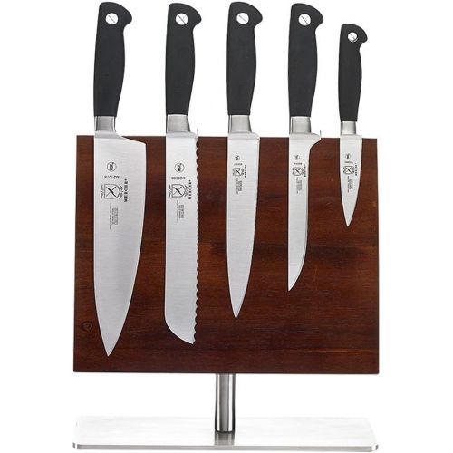  Mercer Culinary Genesis 6-Piece Forged Knife Block Set, Tempered Glass Block