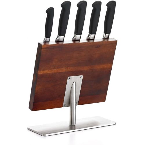  Mercer Culinary Genesis 6-Piece Forged Knife Block Set, Tempered Glass Block