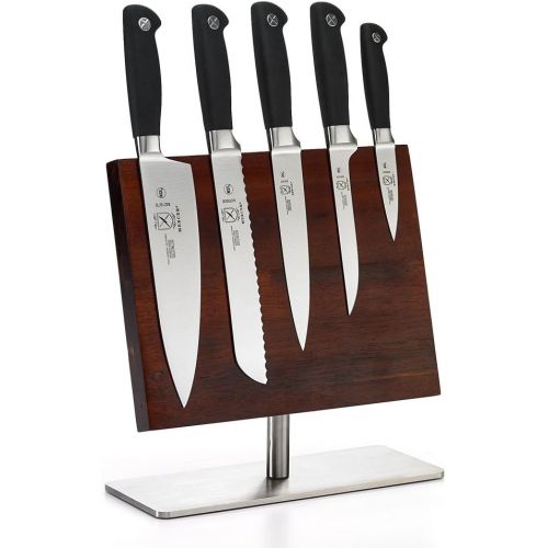  Mercer Culinary Genesis 6-Piece Forged Knife Block Set, Tempered Glass Block