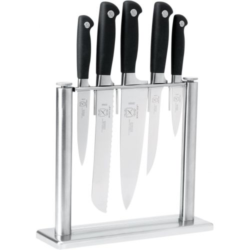  Mercer Culinary Genesis 6-Piece Forged Knife Block Set, Tempered Glass Block