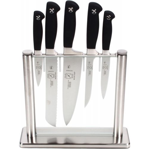  Mercer Culinary Genesis 6-Piece Forged Knife Block Set, Tempered Glass Block