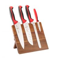 Mercer Culinary Millennia 5-Piece Magnetic Board Set with Red Handles, Bamboo