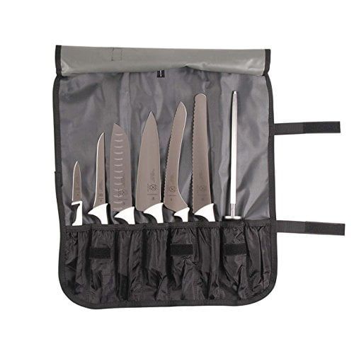  Mercer Culinary Millennia 8-Piece Knife Roll Set, White