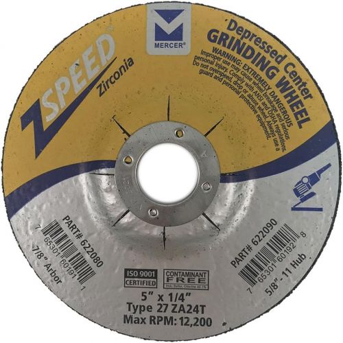  Mercer Industries 622080 Zspeed Zirconia Grinding Wheel, 5 x 1/4 x 7/8 (25 Pack)