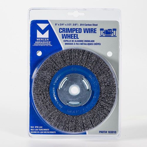  Mercer Industries 183010 Crimped Wire Wheel, 6 x 3/4 x 2 (1/2, 5/8), For Bench/Pedestal Grinders