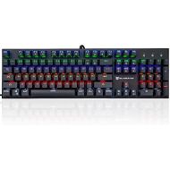 Merdia Mechanical Keyboard Gaming Keyboard with Brown Switch Wired 6 Colors Led Backlit Keyboard Full Size 104 Keys US Layout