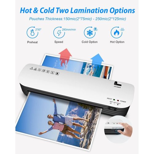  Merece Laminator - 4 in 1 A4 Thermal Laminator Machine, Personal Laminator for Home Use School Teachers Office Card Classroom, 9 Inches Small Hot Cold Lamination Machine with 30 La