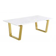 Meridian Furniture 212-C Cameron Rich Stainless Steel Coffee Table with Stone Top, 48 L x 24 D x 16 H, Gold