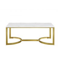 Meridian Furniture 217-C London Rich Stainless Steel Coffee Table with Stone Top, 48 L x 25 D x 18.5 H, Gold