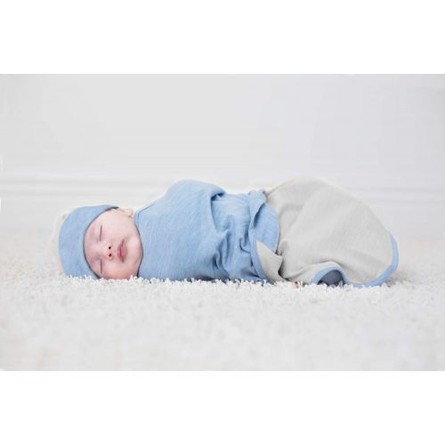  Merino+Kids Cocooi Babywrap Merino Baby Swaddle with Snaps, and Beanie for Newborn Babies