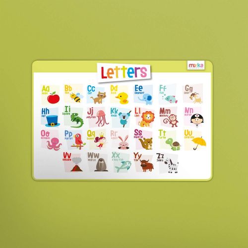  [아마존 핫딜]  [아마존핫딜]Merka merka Educational Kids Placemats - Set of 4: Alphabet, Numbers, Shapes, Colors - Bundle - Non Slip & Washable