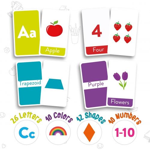  [아마존베스트]merka Educational Flash Cards for Toddlers Learn Letters Colors Shapes Numbers 58 Cards