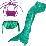 MermaidtailS 3PCS/Set Mermaid Tails for Swimming Costume Tail Mermaid Swimwear Bikini Set - Girls Children Kids- 3-12Years