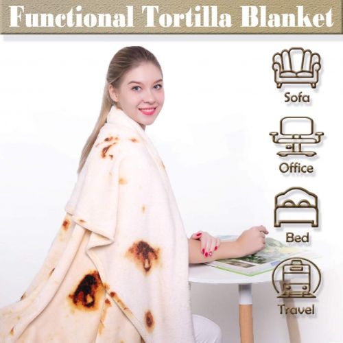  [아마존 핫딜]  [아마존핫딜]Mermaker mermaker Burritos Blanket for Adult and Kids, Novelty Tortilla Blanket Adult 71 inches, Realistic Soft Flannel Taco Blanket (Yellow Blanket-Double Sided 1)