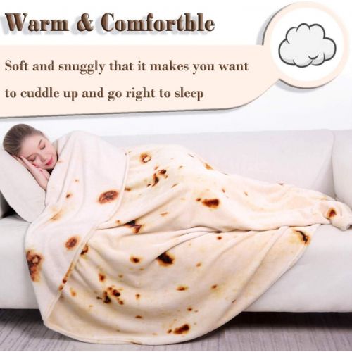  [아마존 핫딜]  [아마존핫딜]Mermaker mermaker Burritos Blanket for Adult and Kids, Novelty Tortilla Blanket Adult 71 inches, Realistic Soft Flannel Taco Blanket (Yellow Blanket-Double Sided 1)