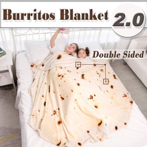  [아마존 핫딜]  [아마존핫딜]Mermaker mermaker Burritos Blanket for Adult and Kids, Novelty Tortilla Blanket Adult 71 inches, Realistic Soft Flannel Taco Blanket (Yellow Blanket-Double Sided 1)