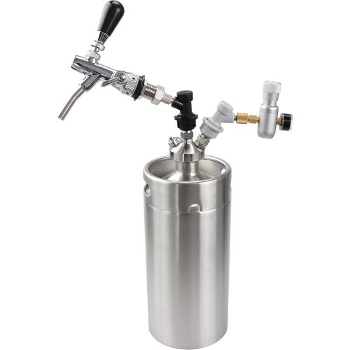  Keg Bierspender, Merrday Edelstahl Mini Fass Bier Growler Speer Tap Dispenser fuer Handwerk Bier Wachsen Homebrew Speer 2L / 3.6L / 4L / 5L / 10L