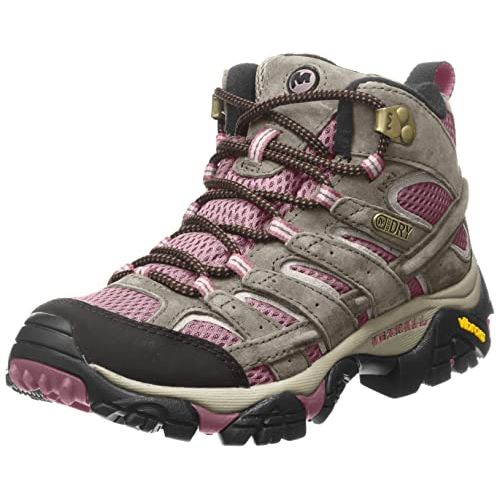  Merrell Womens Moab 2 Mid Waterproof Hiking Boot, Boulder/Blush, 12 M US