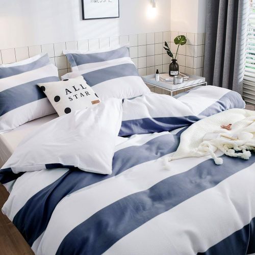  Merryfeel Cotton Duvet Cover Set,100% Cotton Waffle Weave Duvet Cover Set - Full/Queen Blue