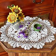 Merryfeel Handmade Crochet Lace Placemats,100% Cotton Crochet White - Set of 4 - Round 15 Inch