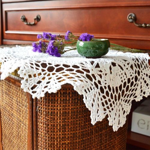  Merryfeel Handmade Crochet Lace Placemats,100% Cotton Crochet White - Set of 4 - Round 15 Inch