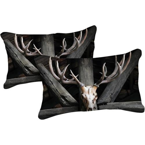  Merryword Skull Bed in a Bag Dark Brown Comforter Set Full Size Retro Deer Comforter Set Shabby Lodge Cabin Bedding with 8 Pieces Antlers Bed Set Perfect for Rustic Home Cottage Style Decor