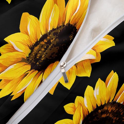  [아마존베스트]Merryword Black Sunflowers Bedding Yellow Black Duvet Cover Set Gold Yellow Sunflowers Printed Black Boys Girls Bedding Sets Twin 1 Duvet Cover 1 Pillowcase (Twin, Black Sunflowers)