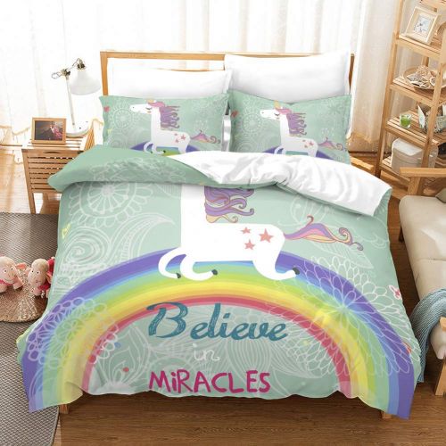  Merryword Princess Unicorn Duvet Cover Set Black Unicorn Bedding Black Pink Girls Flower Bedding Sets Queen (90 x 90) 1 Duvet Cover 2 Pillowcase