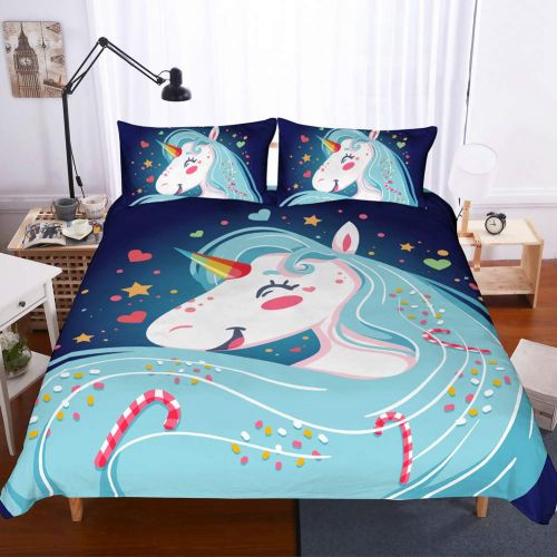  Merryword Princess Unicorn Duvet Cover Set Black Unicorn Bedding Black Pink Girls Flower Bedding Sets Queen (90 x 90) 1 Duvet Cover 2 Pillowcase