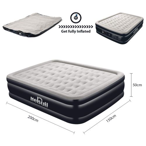  Mersuii Air Mattress Queen Size Portable Inflatable Airbed with Built-in Pump Durable Air Mattress Full Storage Bag Included Classic Stripe Flocked Surface(78x60x20 inch)