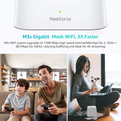  [아마존베스트]Meshforce Whole Home Mesh WiFi System M3s Suite (Set of 3)  Gigabit Dual Band Wireless Mesh Router Replacement - High Performance WiFi Coverage 6+ Bedrooms