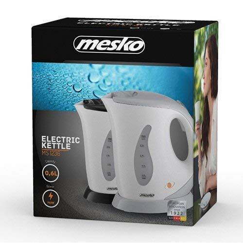  Mesko MS1236R Wasserkocher, 760 W, 0,6 l, Kunststoff, Weiss/Grau